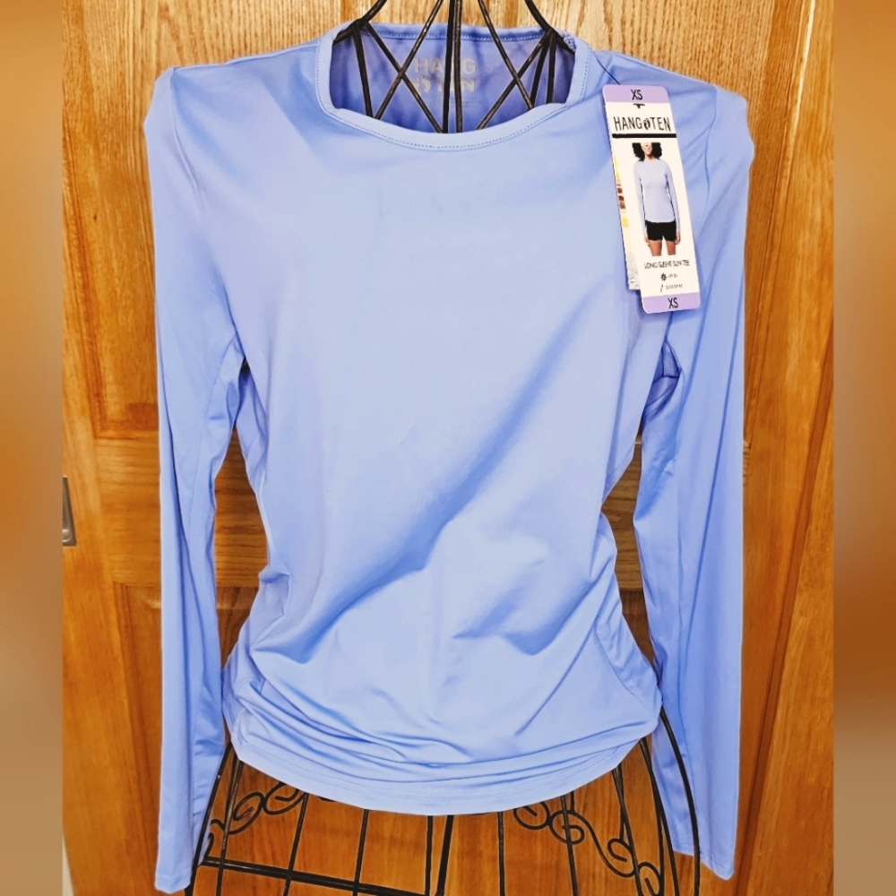 Hang Ten Long Sleeve Sun Tee, XS, NWT, UPF 50, zipper pocket.